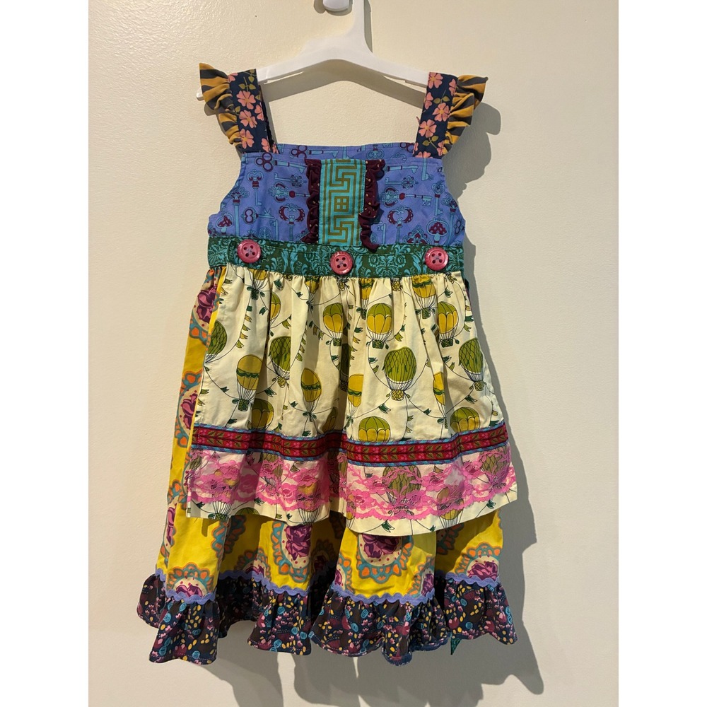 Matilda Jane Paint by Numbers Mixed Print Tiered Dress Girls 6 Colorful Boho